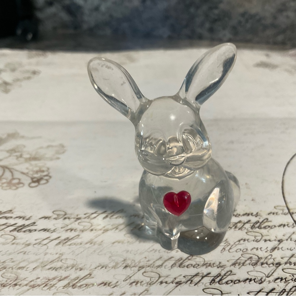 Bunny RABBIT with Red Heart Lucite Crystal by Just Toys 1994